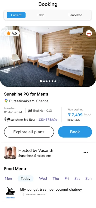StayIN dashboard screen